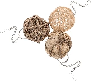 Artibetter 3 Stück Teiliges Vogel kauspielzeug Set aus Robustem Rattan mit Wassergras Maisspiral…