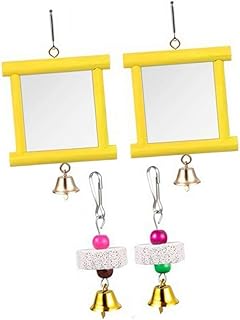 2er Set Hühner Spiegelspielzeug mit Schleifsteinen Zur Schnabelpflege, Gelb