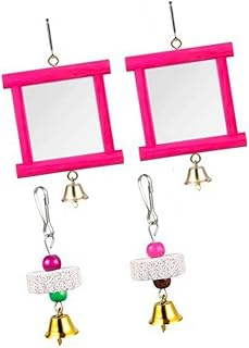 2er Set Hühner Spiegelspielzeug mit Schleifsteinen Zur Schnabelpflege, Rot