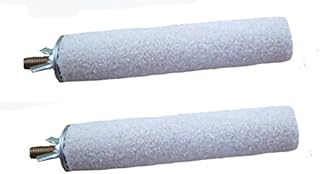 Markenlos 2er Set Sitzstangen 13 cm für Vögel, Krallenpflege – Holzfarben, Holz, Metall