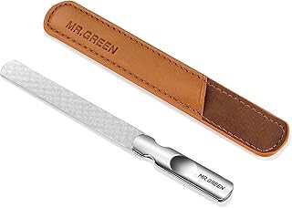 MR.GREEN Edelstahl Nagelfeile mit Anti-Rutsch-Griff und Ledertasche, doppelseitig und Dateien Nä…