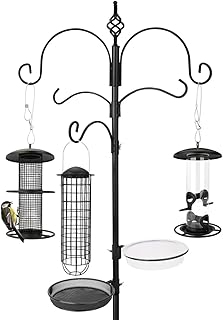 wildtier liebe Vogel Futterstation aus wetterfestem Metall, Höhe 235cm, Schwarz – Komplettset in…