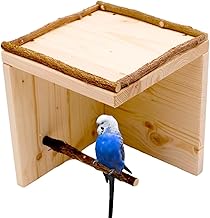 Vogelgaleria® Wellensittich Schlafhaus Natur mit Sitzstange für zahmere Vögel | Tolles Vogelzu…