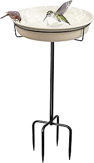 Vogeltränke Vogelbad Futter Schale Wasserstelle Stehend, Gartenfutter für Wildvögel, Frostsich…