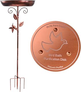 Vogeltränke Stehend mit Reinigungsscheibe, 80CM Metall Vintage Vogelbad, Außen Vogelbad für Ga…