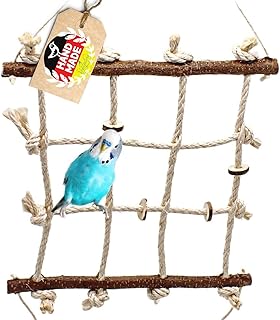 Vogelgaleria® Kletterspielzeug für Vögel aus Sisal und Naturholz – 3 in 1 (Klettern, Sitzen, K…