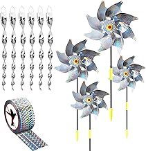 11 Piece Bird Deterrent Set, 6 Pieces Reflective Bird Scarer Wind Chime, 4 Pieces Wind Wheels Bir…