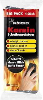 RAKSO Kaminscheibenreiniger – 4 Kaminglasreinger, 2×2 Stk. – Kaminreiniger Scheibe, Ofenglasreini…