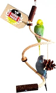 Vogelgaleria® handgemachtes Wellensittich Spielzeug | Kletterspirale mit Natur Knabberringen fü…